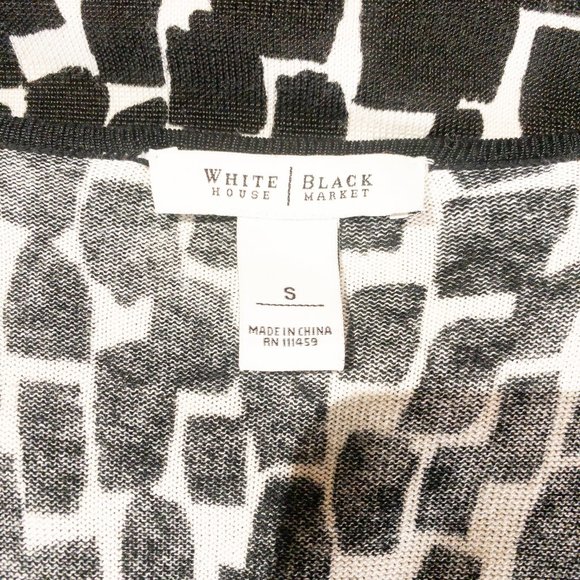 White House Black Market Sweater Dress Black White Geometric 3/4 Sleeve Small - Picture 9 of 11